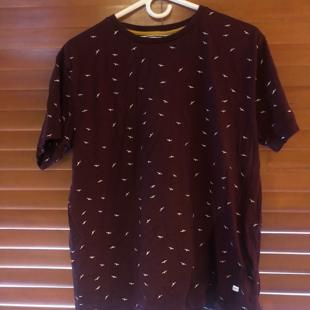 Maroon Denim & Flower Tee